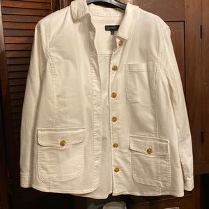 NWT Talbots Elongated White Denim Jacket Size XL.